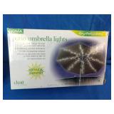 Brand New Umbrella Light, Patio Umbrella Lights and Soft White BR30 Floodlight Fluorescent Bulbs.