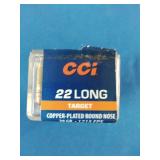 Brand New CCI .22 Long caliber, 29-grain copper-plated round nose ammunition intended for target shooting.