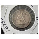 1875-S Twenty Cent Piece Hard to Find Only 1,155,000 Minted