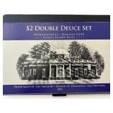 $2 Dollar Double Duece Set Matching Serial Numbers from Different Mints