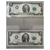 $2 Dollar Double Duece Set Matching Serial Numbers from Different Mints