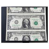 1995 $1 Dollar Sheet Cut Error Miscut