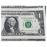 1995 $1 Dollar Sheet Cut Error Miscut