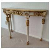 French Louis XVI Style Console Table w/ Gilded Carved Details