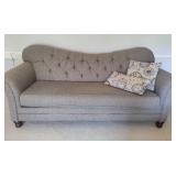 Hughes Furniture Abington Safari Grey Button Tufted Matching Sofa and Settee