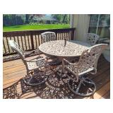 Outdoor Wrought Iron Table + Four Chairs