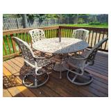 Outdoor Wrought Iron Table + Four Chairs
