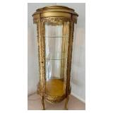 Louis XV Style Lighted Gold Gilded Curio Cabinet