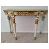 French Louis XVI Style Console Table w/ Gilded Carved Details