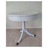 White Round Accent Table with Footed Base
