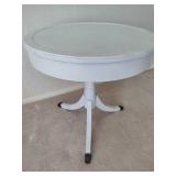 White Round Accent Table with Footed Base
