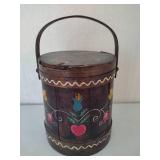 Folk Art Painted Bucket w/Lid