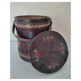 Folk Art Painted Bucket w/Lid