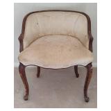 Antique Wood Upholstered Vanity Chair
