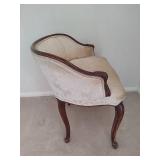 Antique Wood Upholstered Vanity Chair