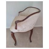 Antique Wood Upholstered Vanity Chair