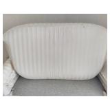 Button Tufted Cream Striped Round Back Loveseat