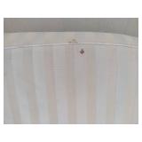 Button Tufted Cream Striped Round Back Loveseat