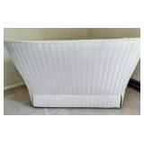 Button Tufted Cream Striped Round Back Loveseat
