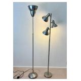 Two Silver Tone Floor Lamps