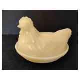 Vintage Mini Hazel Atlas Milk Glass Hen