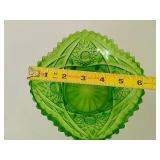Vintage LE Smith Sawtooth Green Glass Bowl