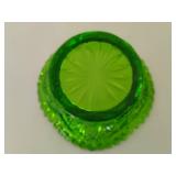 Vintage LE Smith Sawtooth Green Glass Bowl