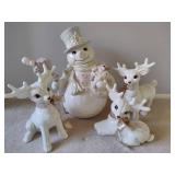 Handmade Ceramic Snowman & Reindeer