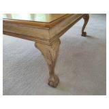 Large Wood Carved Coffee Table w/Claw Feet
