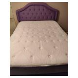 Purple Tufted Queen Headboard w/Mattress & Box Spring