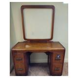Antique Wood Vanity w/Mirror