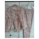 Pink Feather Jacket & Floral Pattern Pants