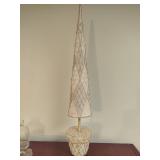 Pearl Accent Tree, Crackle Glass Vase & Vintage Glass Serving Tray