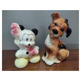 Ceramic Mickey Mouse Bank & Royal Copley Dog