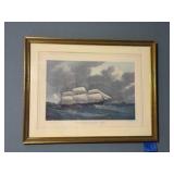 Vintage Framed print U. S. Sailing Ship "Reynard"