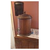Vintage water cooler; 2 vintage ice picks