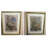 (2) Britt Prints floral artwork 18” x 22”