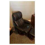 Scandanavian-inspired lounge chair with ottoman