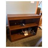 (2) Wood lateral 2-drawer file cabinets and bookshelf
