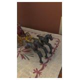 Vintage cast iron 3-horse drawn fire wagon