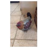 Handmade folk-art metal rooster, crate, basket