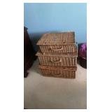 (3) Willow wicker baskets, 16"L 18"L & 19"L