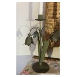 (2) Candlestick holders; (2) vases; (1) lamp