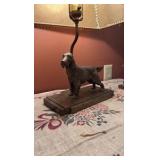 Dog figural table lamp; (2) dog figurines