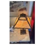 Vintage mission-style table lamp, slag style shade