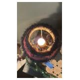 (2) Boho table lamps, chamber candlestick holder, lantern