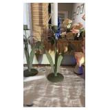 (2) Candlestick holders; (2) vases; (1) lamp