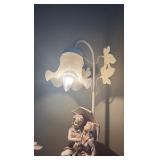 Victorian Couple Lamp; Chalkware figurine, Harlequin clown