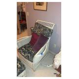 Wicker chair with matching footrest