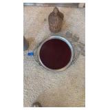 Vintage Hammered coaster. woven demijohn flask, Buenilum Micarta tray